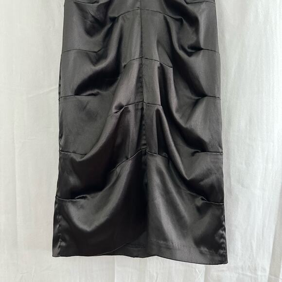 Vintage B. Smart Black Satin Ruched Mini Cocktail Dress Womens Size 7/8 - Picture 6 of 9